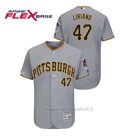 Maglia Baseball Uomo Pittsburgh Pirates Francisco Liriano 150th Aniversario Patch Autentico Flex Base Grigio